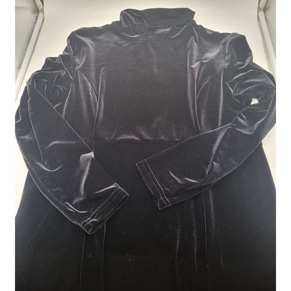 Vintage High Neck Women's Black Velvet Maxi Dress Witchy Goth y2k No Size - Picture 8 of 8